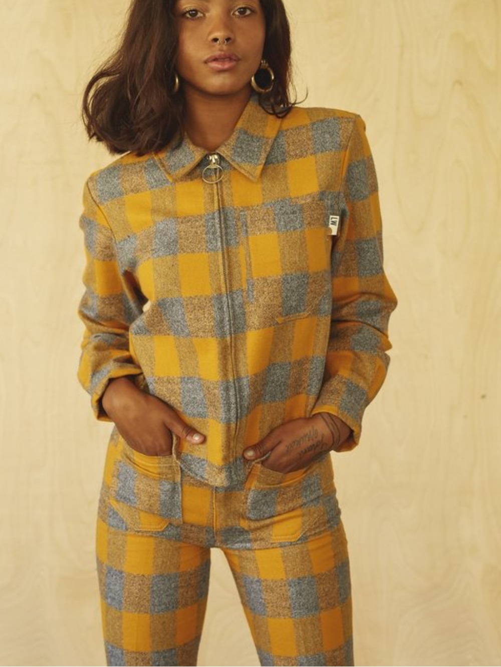 Rare lykke wullf woods Zip-Front Shirt Jacket - Mustard & Gray